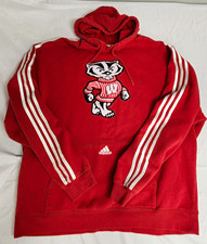 Adidas Wisconsin Badgers Bucky Fleece Hoodie Mens XL Graphic Pullover