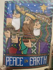 Peace on Earth Three Wise Men Jeweled Wall Hanging Felt Kit NIP 16x24
