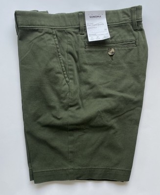 Sonoma Goods for Life Men's Flat-Front Flex Shorts Size 30w Ins 9in Dk Green New