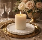 Vintage White Milk Glass Scalloped Edge Round Candle Plate