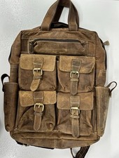 Sam's Buffalo 18" DISTRESSED VINTAGE LEATHER BACKPACK - Handmade, Needs Repair