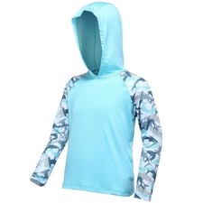 Boys UPF 50 Swim Hooded Shirt Long Sleeve UV Sun Protection Rash Guard