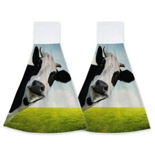 Funny Cow Hand Towel Kitchen Hand Towels 2 PCS Dish Towel Fast Drying Hanging...