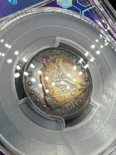1875-CC 20C Seated Liberty PCGS XF45 Rainbow Toned Carson City