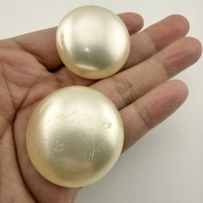 Vintage Sterling Clip Earrings – Moonglow Lucite Dome – Mid Century