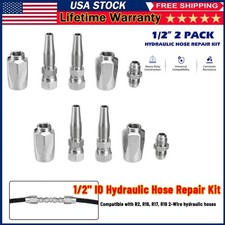 2 Hydraulic Hose Repair Kits - 1/2 ID 2-Wire Hose Reusable Field Repair Fitting