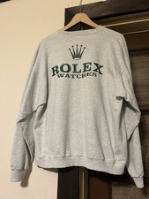 Vintage Rolex Sweatshirt Mens XL Grey Green Watch Old Money Luxury 90s Sweater