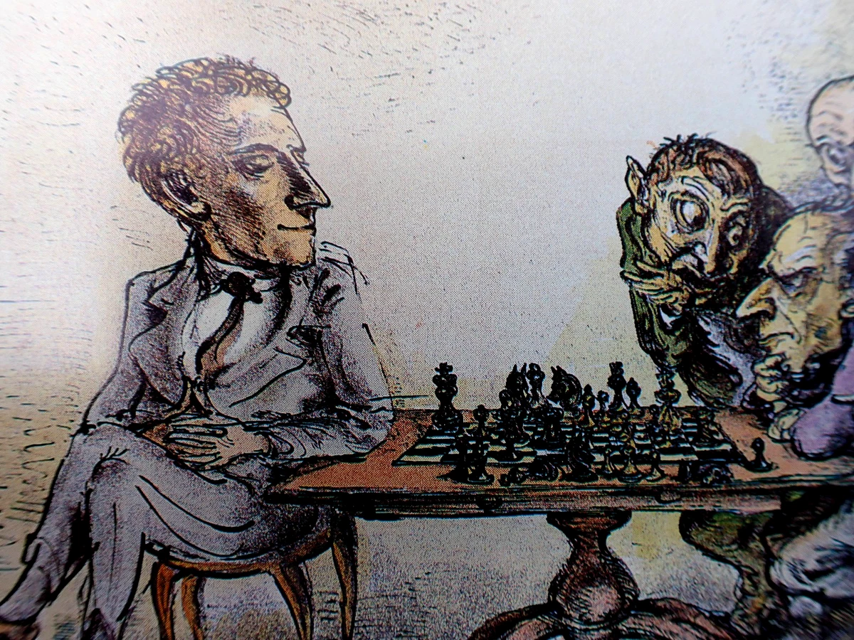 Stell-Es-Auf! "Der Großmeister" Schach Geschenk A. Paul Weber hochbegabt Druck