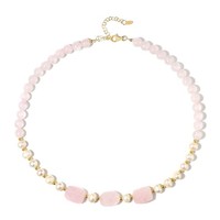 Cavill Elegant Rosenquarz Halskette 133,872Ct 925 Silber Vergoldet Mit Perlen