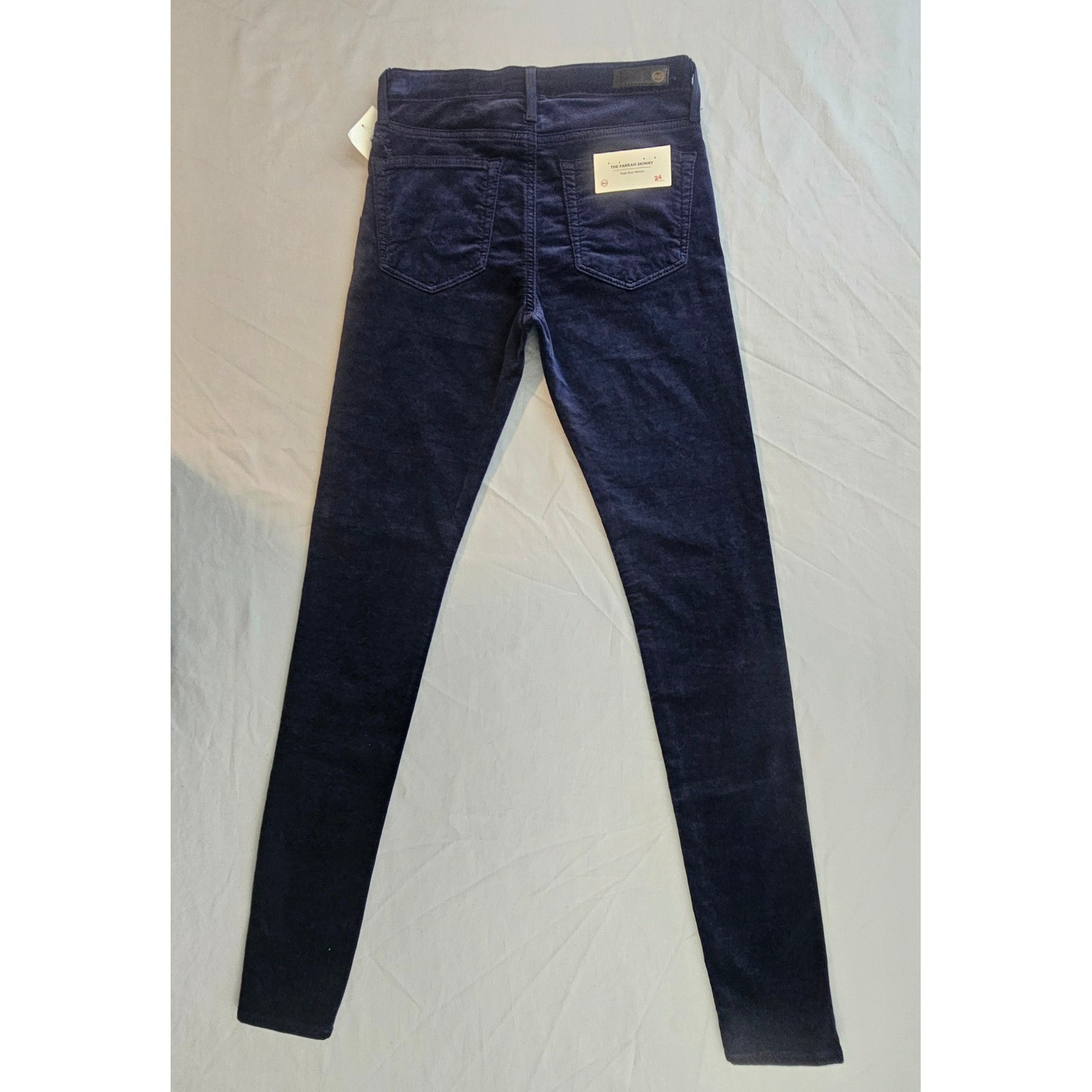 AG Adriano Goldschmied *FLAWED* Size 24R The Farrah Navy Velvet Jeans NWD L544 thumbnail 2