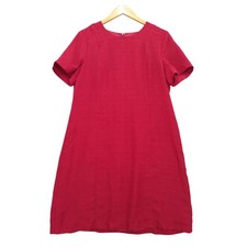 Appleseed's Shift Dress Women 16P Red Short Sleeve Textured Lined Knee Length