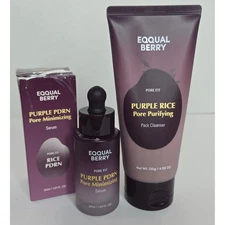 EQQUAL BERRY Purple Rice PDRN Pore Minimizing Serum & Pack Cleanser Set New
