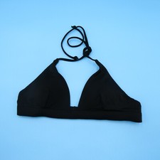 Victorias Secret Medium Black Triangle Padded Halter Plunge Bikini Top Swimwear