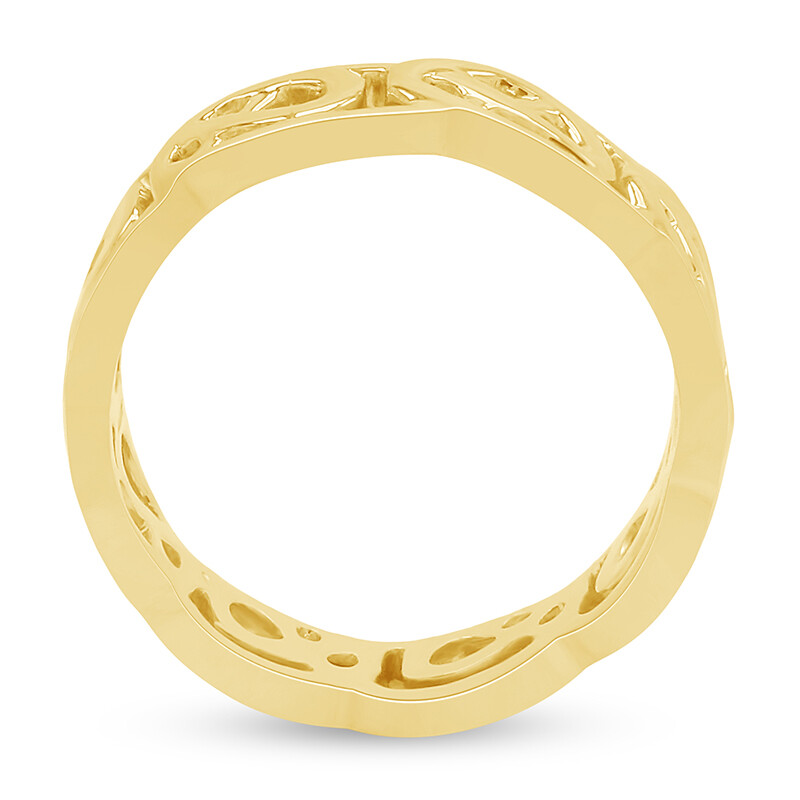 10k Yellow Gold Trinity Knot Celtic Cross Ring – Personalized Birthstone CZ Men’s Band, Handcrafted In USA - View #9