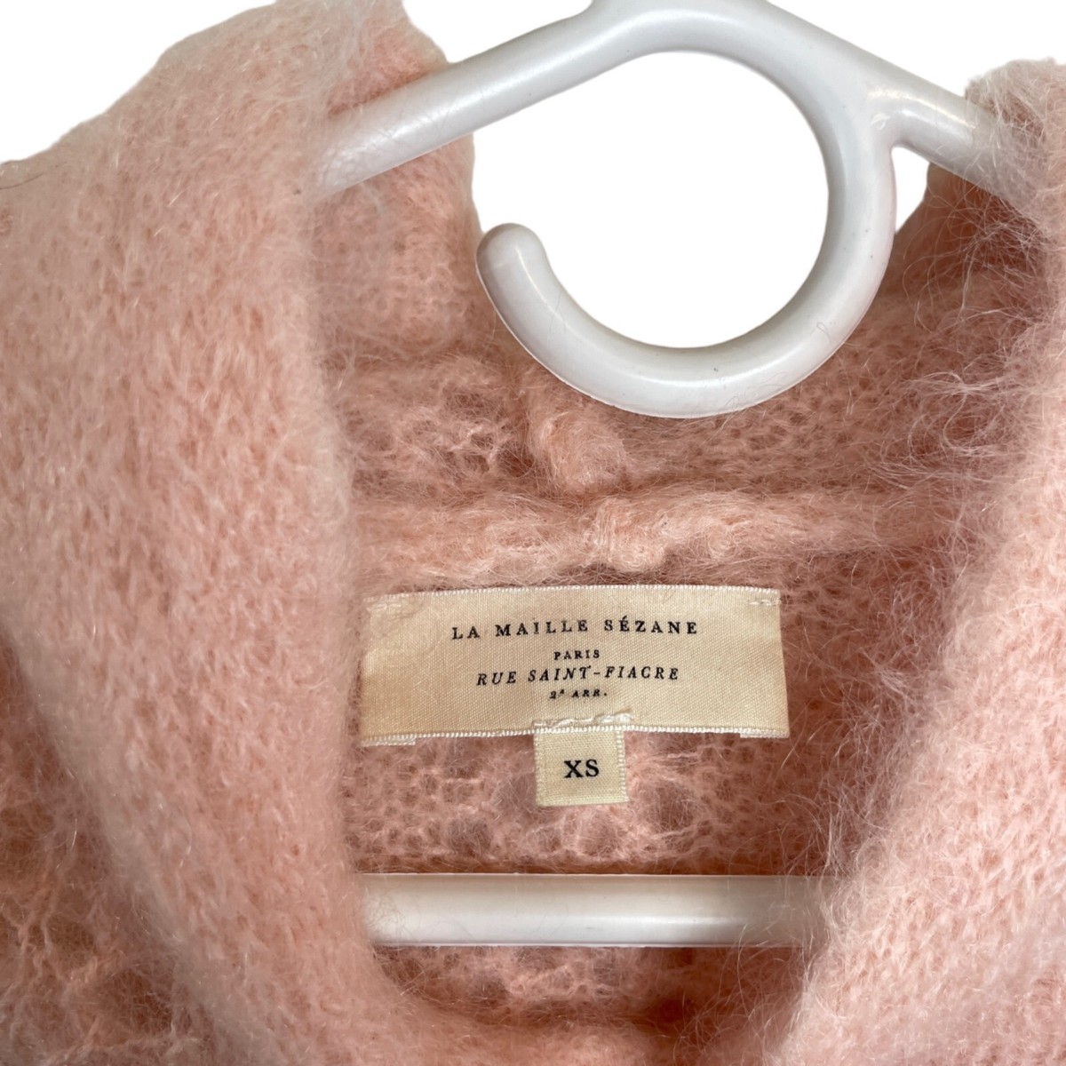 Sezane Theodore Kid Mohair Blend Open Knit Hooded Sweater Pink