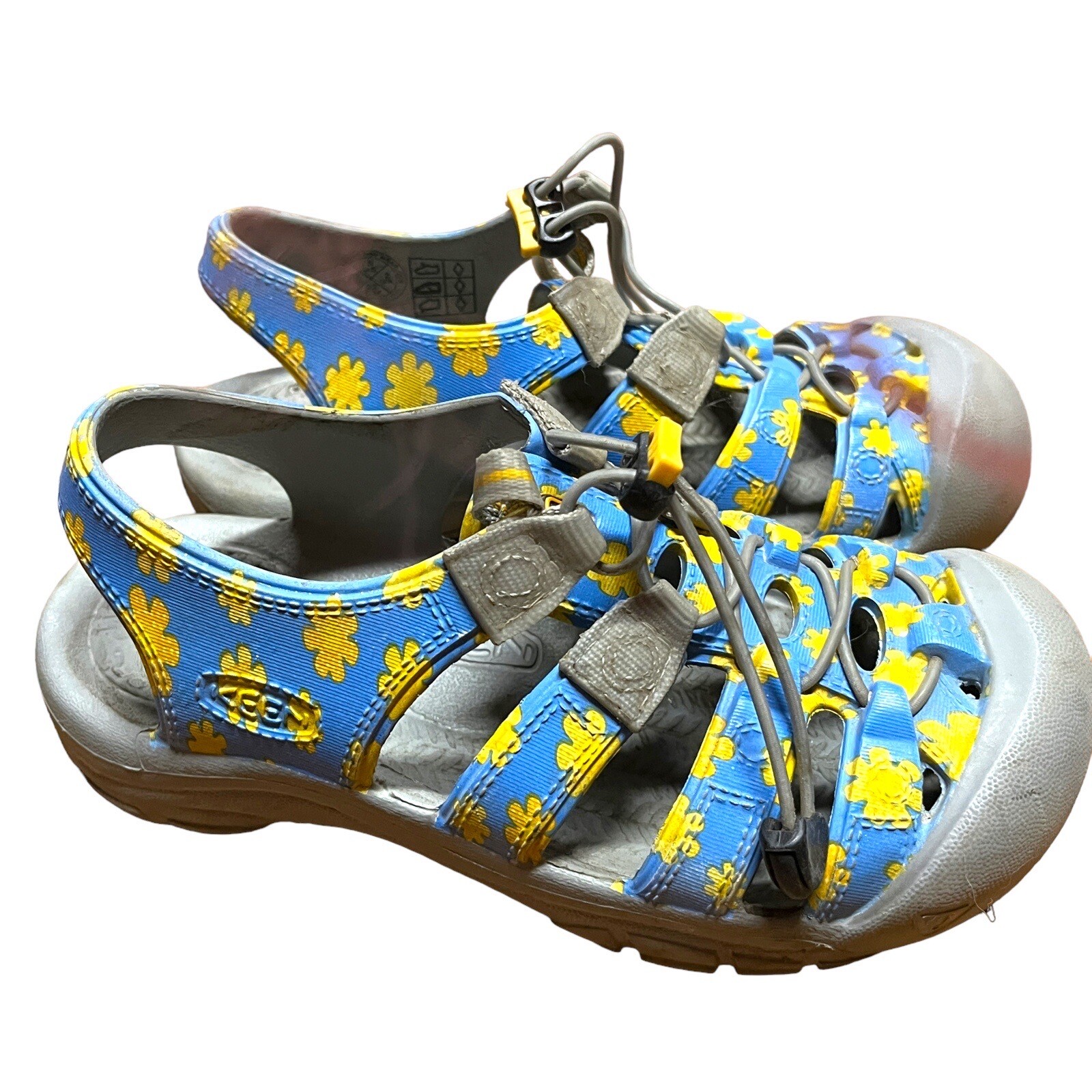 Sandali KEEN giovani taglia 3 gomma escursionismo outdoor acqua sole fiori gialli