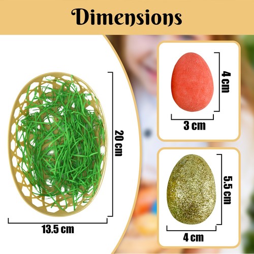 Easter Egg Craft Set Glittered Eggs & Grass Nest, Bonnet Basket Home Party Decor - Picture 35 of 101