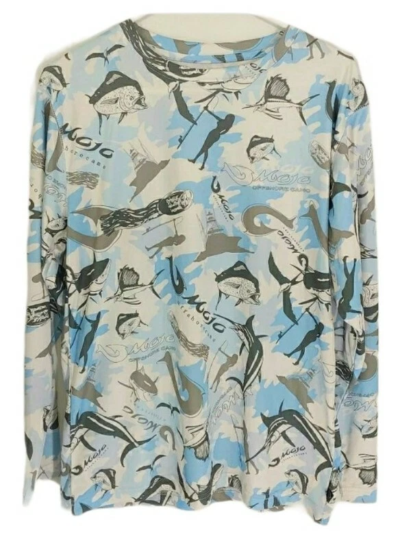 Mojo Offshore Camo Performance Long Sleeve Fishing T-Shirt w/ UV Protection Sz S