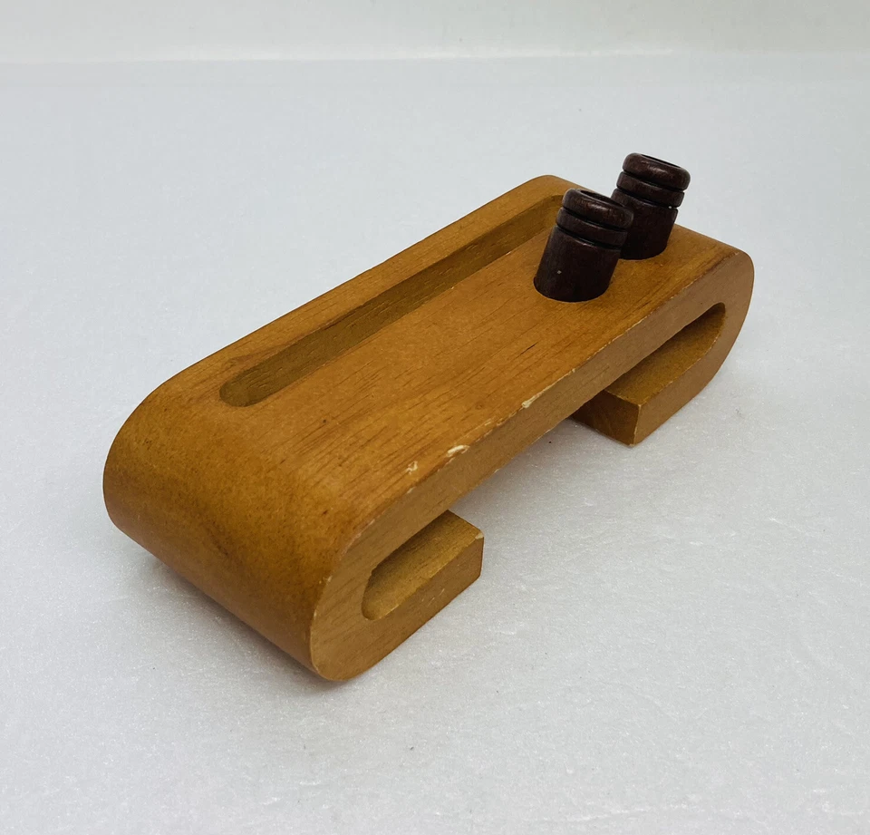 "Soporte para bolígrafo de madera vintage bloc de notas correo 5"" mesa arte decoración hecho a mano X" Foto 4 de 4