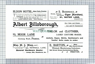 C7420) Preston Albert Billsborough Schneiderwerbung - 1902 Schnitt