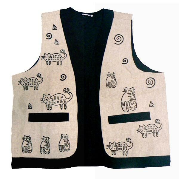 【New】Deuxieme Classe Sleeveless Pullover Whimsical Cats Woven Vest - Venus Imports - Cream OR Gray CTF | eBay