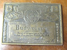 Vintage BUDWEISER Brass Belt Buckle 1970s Anheuser Busch Lager Beer