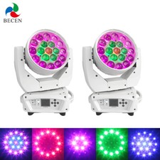 Aura White 19x15W 4in1 Led Wash Zoom Moving Head Light DJ Club Stage Church 2pcs