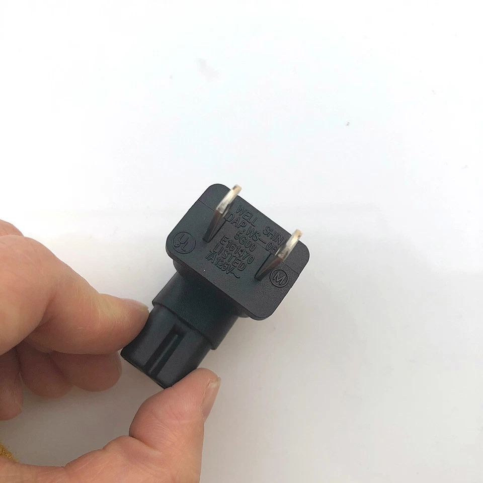 2 Prong Right Angle AC power Plug adapter IEC C7 receptacle to NEMA 1-15P -US - Image 4 of 4