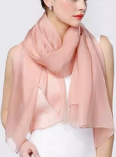 100% Silk Scarf Women neckerchief Shawl Wrap pure solid color pink red MY111