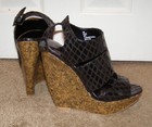 NIB Sexy Snake Print MINX Cork Look Platform Wedge Shoes size 8.5 Open toes — photo 2