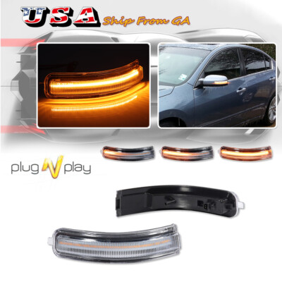 スカイライン ペイントミラー Clear Sequential Amber LED Side Mirror Turn Signal Light For 09-14