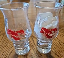 Red Lobster Hurricane 1980s Drinking Glasses 2 Cocktail Restaurant Logo Vintage