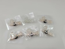 Lot of 6 Gold Silver Love with Rhinestones 1.75"W Luxury Metal Shoe Charms