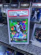 2018 Bowman Chrome Sheldon Neuse Green Atomic Auto Rookie RC  ssp sp PSA 9 A’s