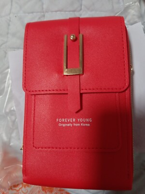 Women Soft Wallet Touch Screen Purse Crossbody Cell Phone Bag  -Pink
