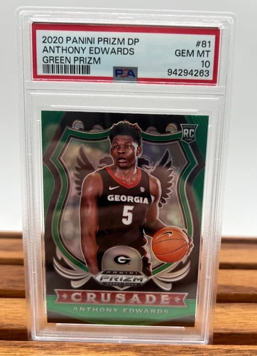 2020 Panini Prizm DP Anthony Edwards #81 Green Prizm PSA 10 GEM