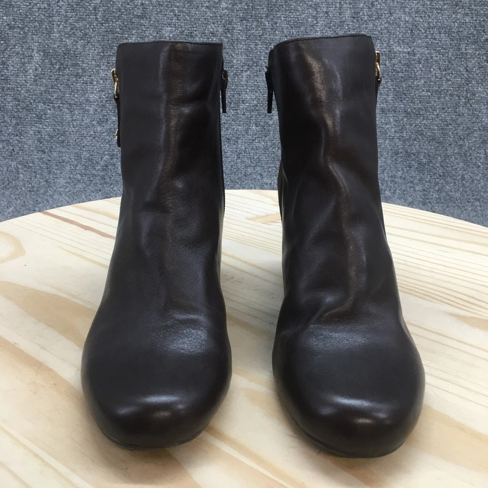 Isaac Mizrahi Boots Womens 8 M Kierra Ankle Booties Brown Suede Wedge Side Zip - Image 3 of 4