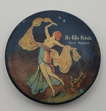 Vintage 1920's As the Petals Lazell Perfumer Tin Make Up Compact Face Powder