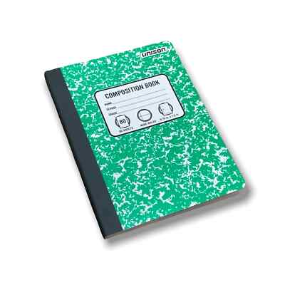 4 Pack Unison Composition Notebook Wide Ruled 9.75'' x 7.5'' 80 pages Green