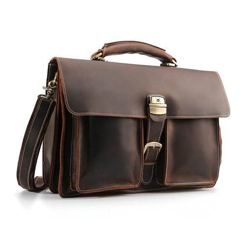 Men Real Leather Handbag Business 