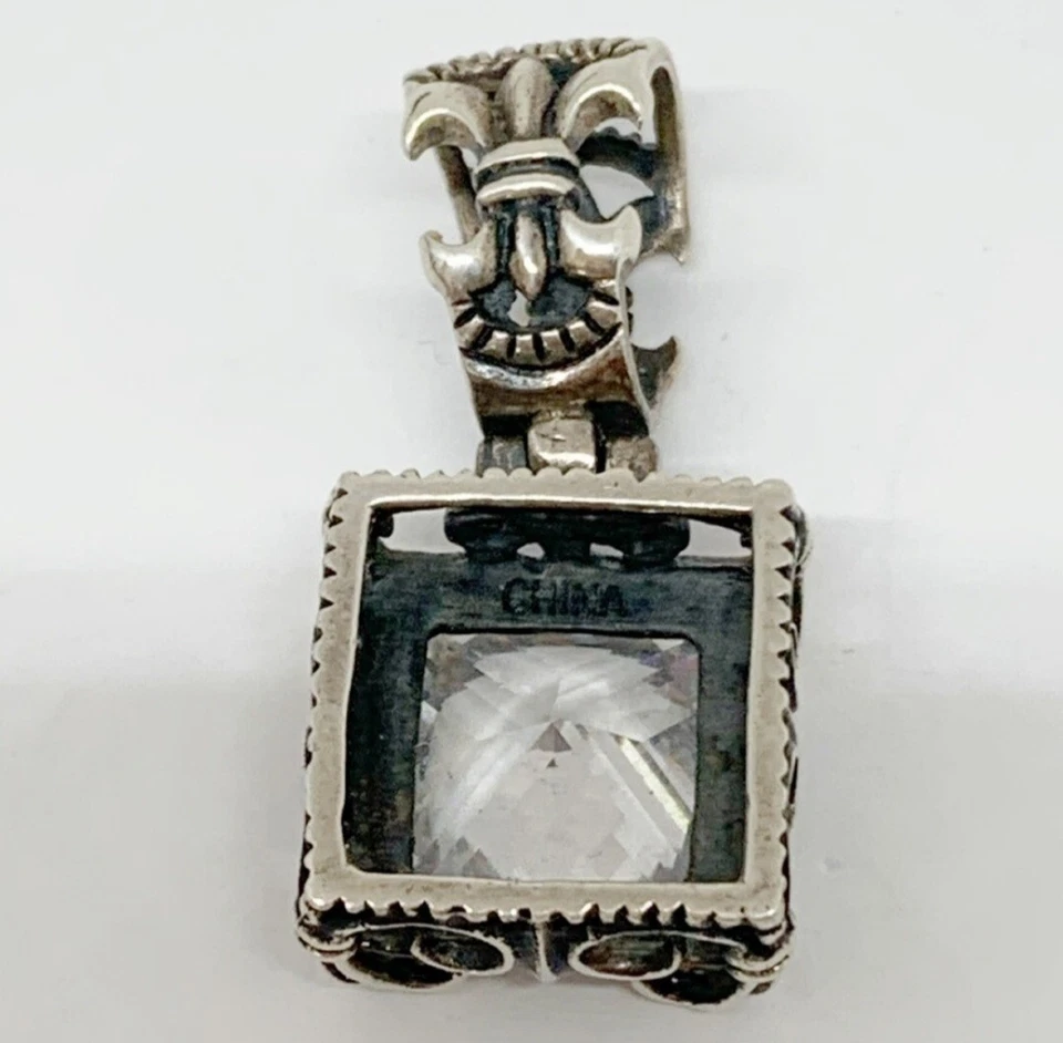 Colgante retirado Silpada Uptown plata esterlina 925 circonita cúbica flor de lis filagree Foto 2 de 2