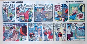 Dennis the Menace by Hank Ketcham - early color Sunday comic page - May 29, 1955
