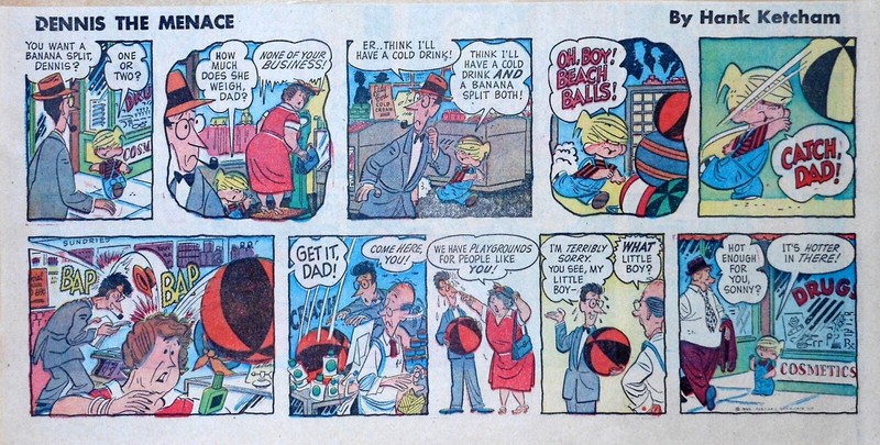 Dennis the Menace by Hank Ketcham - early color Sunday comic page - May 29, 1955