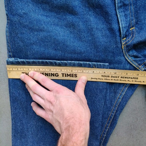 Vintage 80s Lee Riders Dark Blue Denim Creased Bootcut Jeans Mens 33x30 Cowboy - Picture 18 of 19