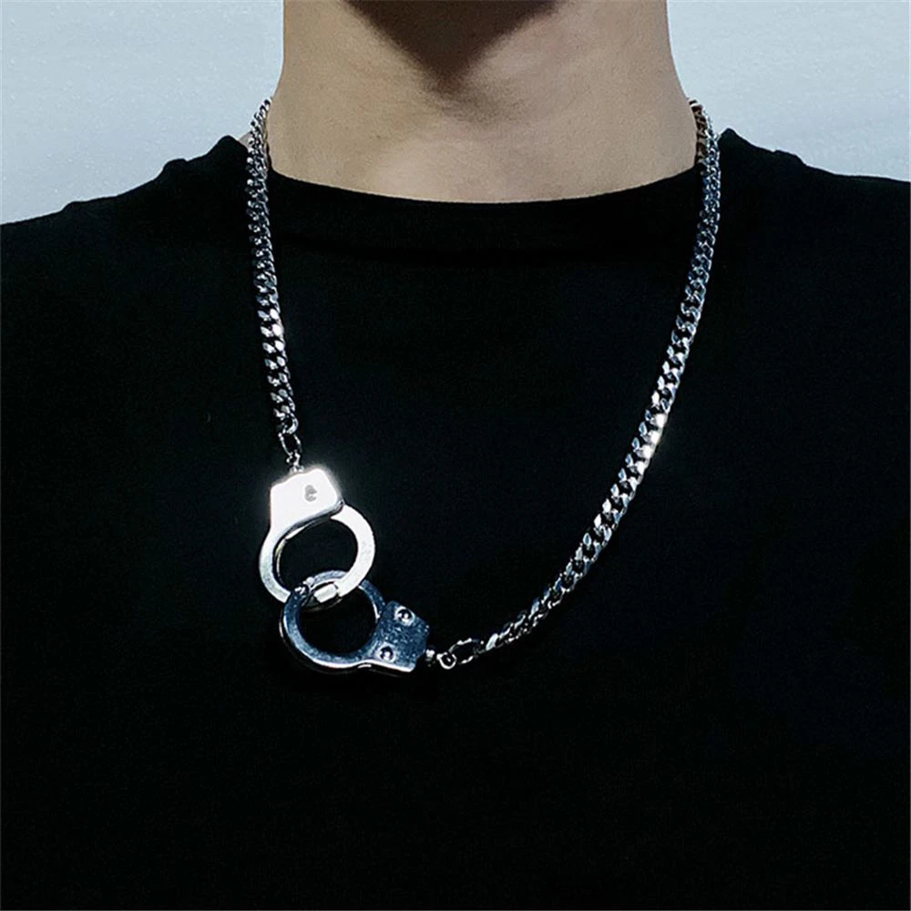 Stainless steel deals handcuff necklace