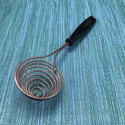 Vtg Coiled Wire Metal Egg Separator Whisk Beater Mixer Black Handle Utensil