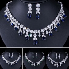 Bridal Jewelry Set Crystal Rhinestone Necklace Earrings Wedding Party Bib Collar