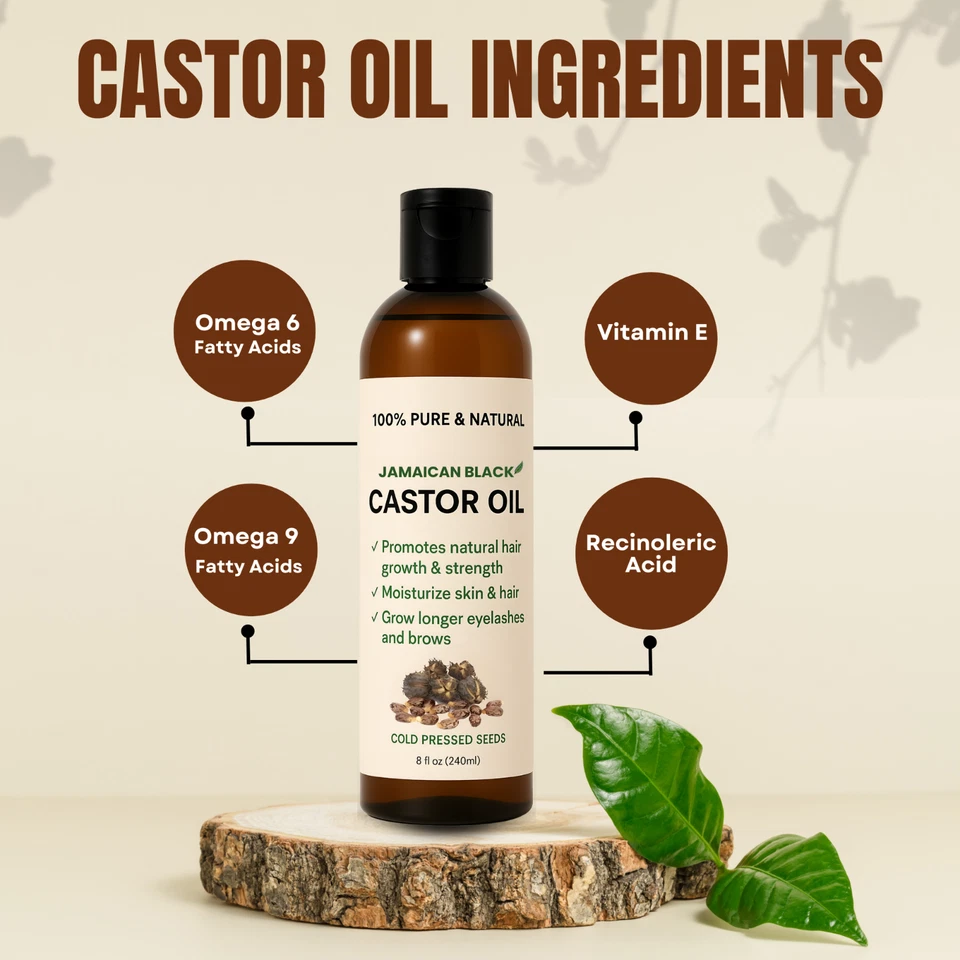Aceite de ricino negro jamaicano Comfort Ope 8 oz - 100 % puro para cabello, pestañas y piel Foto 3 de 4