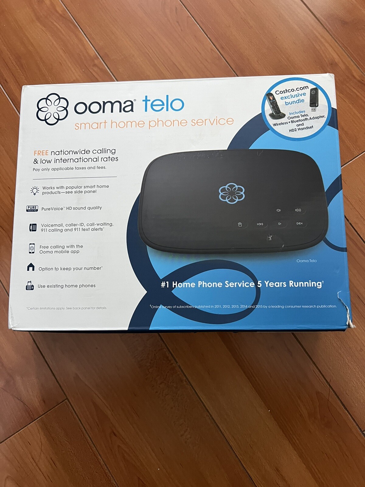 Ooma VoIP Telo HD2 Handset & Wireless + Bluetooth Adapter Home Phone Service
