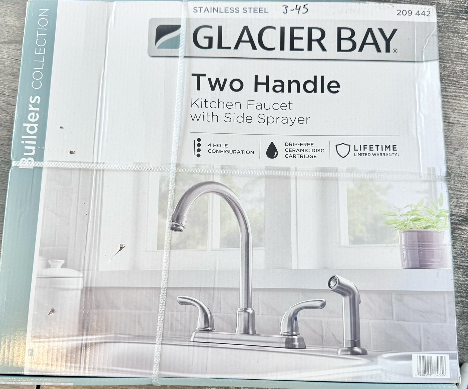 Glacier Bay Builders 2-Handle Standard Kitchen Faucet w/ Sprayer Stainless Steel